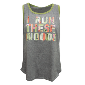 Ladies Run the Woods Tank - Heather Gray/Olive