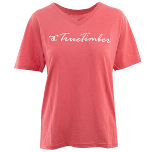Ladies Desert Rose/White V-Neck