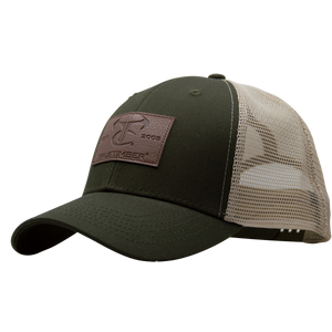 Olive Leather Patch Cap