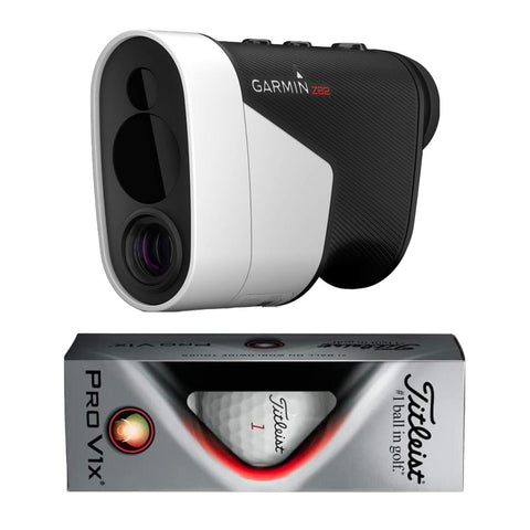 Garmin Approach Z82 Bundle with 3 Titleist Golf Balls, Golf GPS Laser Range Finder, Accuracy Within 10” of The Flag, 2-D Course Overlays