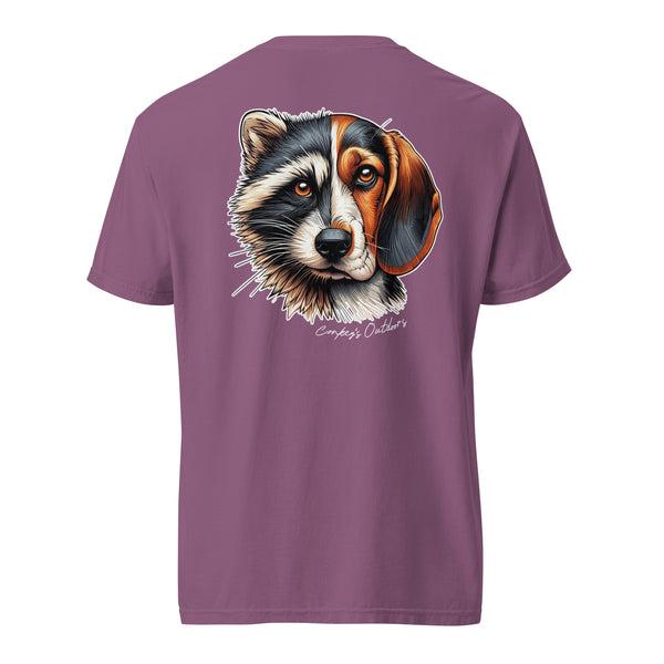 Be the Prey Split Face Raccoon Coondog Shirt Berry