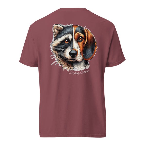 Be the Prey Split Face Raccoon Coondog Shirt Brick