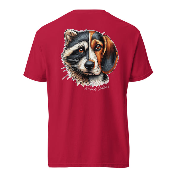Be the Prey Split Face Raccoon Coondog Shirt Red