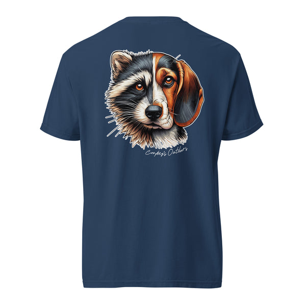 Be the Prey Split Face Raccoon Coondog Shirt True Navy