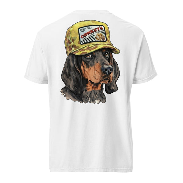 Black and Tan Tradition Coonhound Shirt White
