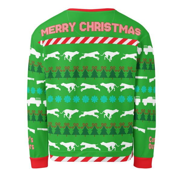 Conkey's Run Dem Dogs Ugly Christmas Sweatshirt Back