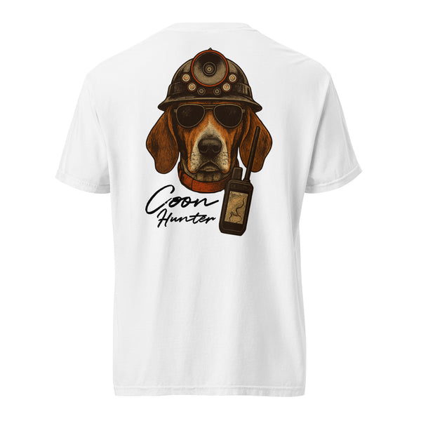 Coon Hunter Portrait Shirt Back Logo White