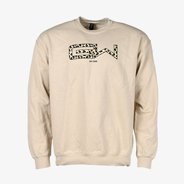 Gator Waders GW Leopard Crewneck | Sand