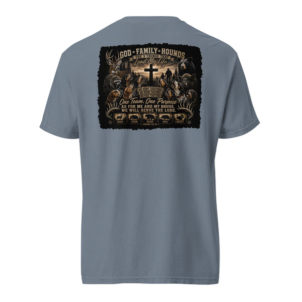 God Family Hounds Hunting Shirt  Blue Jean
