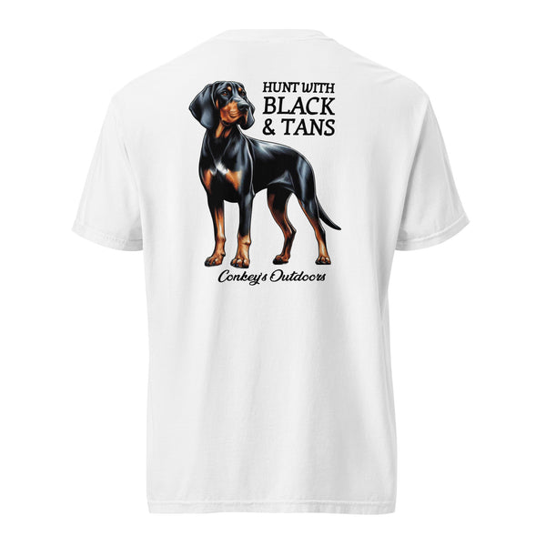 Hunt with Black & Tans Black and Tan Coonhound Shirt White
