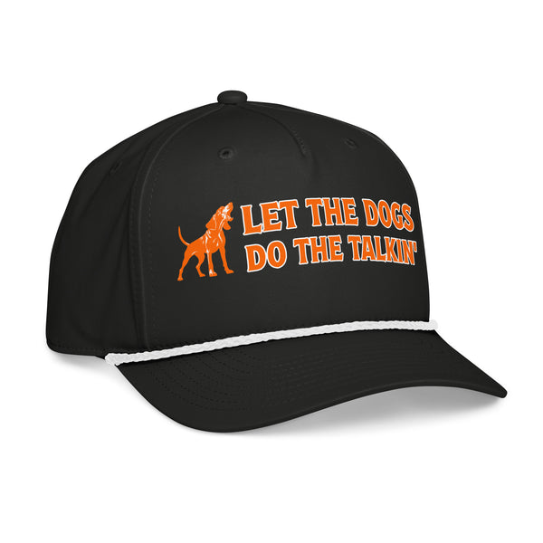 Let the Dogs Do the Talkin' Coonhound Rope Hat Black/White Side