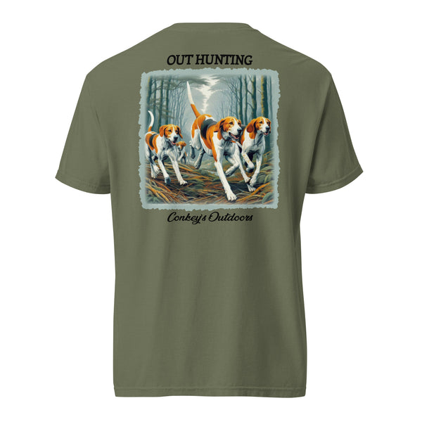 Out Hunting Pack of Hounds Shirt Moss
