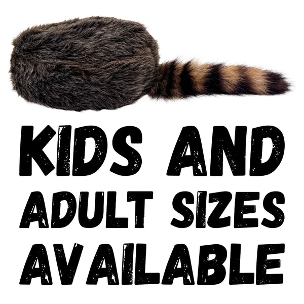 Real Raccoon Tail Coonskin Cap Sizes