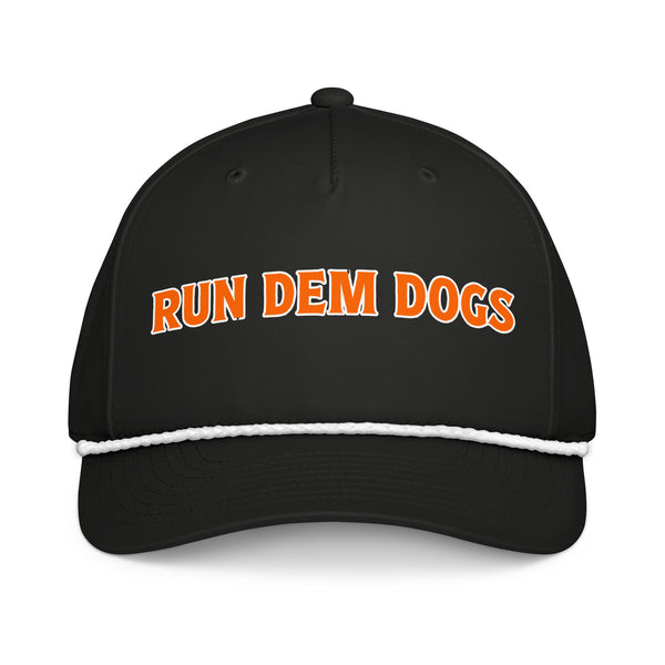 Run Dem Dogs Rope Hat Black/White Front
