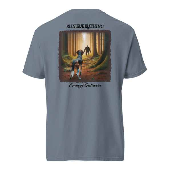Run Everything Bigfoot Hunting Hound Shirt Blue Jean