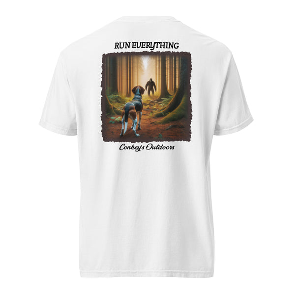 Run Everything Bigfoot Hunting Hound Shirt White