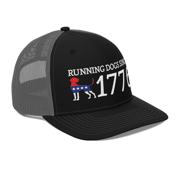 Running Dogs Since 1776 Coonhound Snapback Hat Black and Charcoal Side