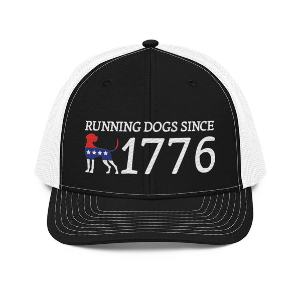 Running Dogs Since 1776 Coonhound Snapback Hat Black and White