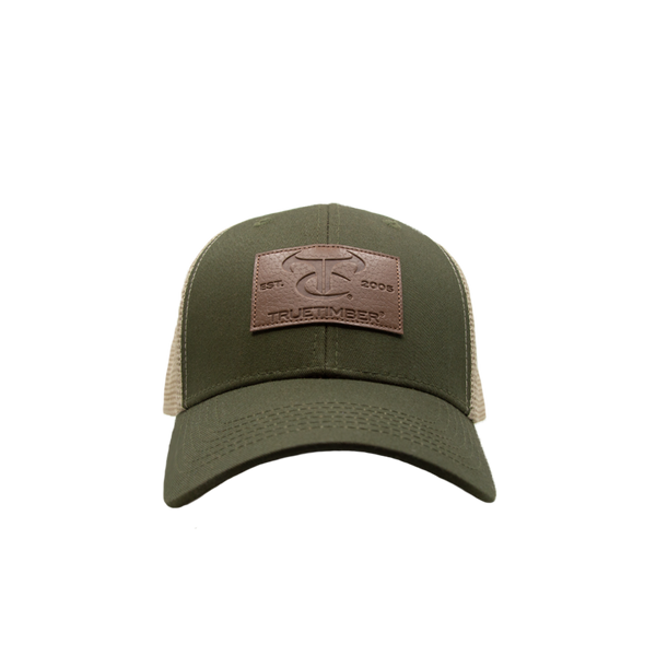 Olive Leather Patch Cap