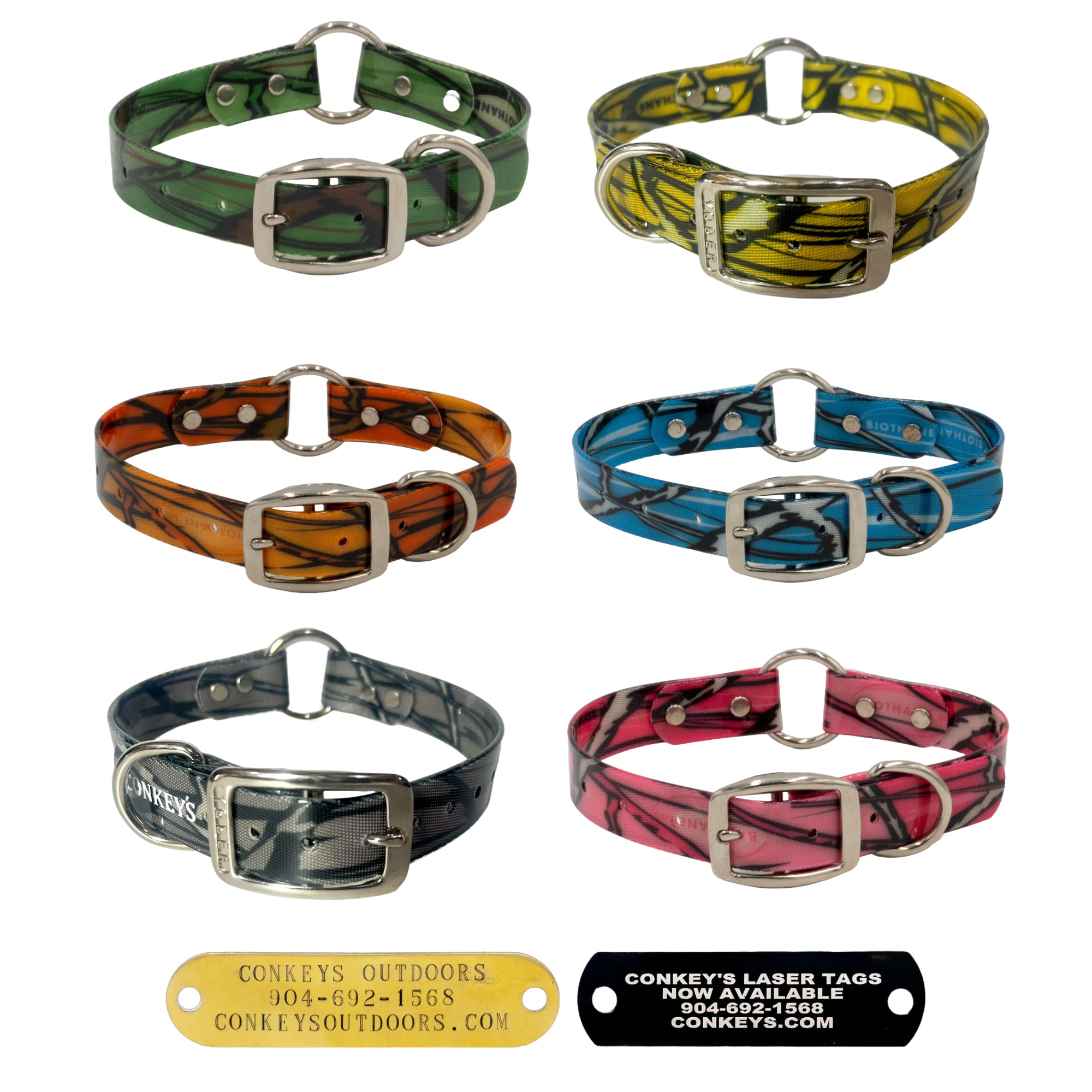 18" Day Glo Collars with D & O Rings- Camo - 1” Wide