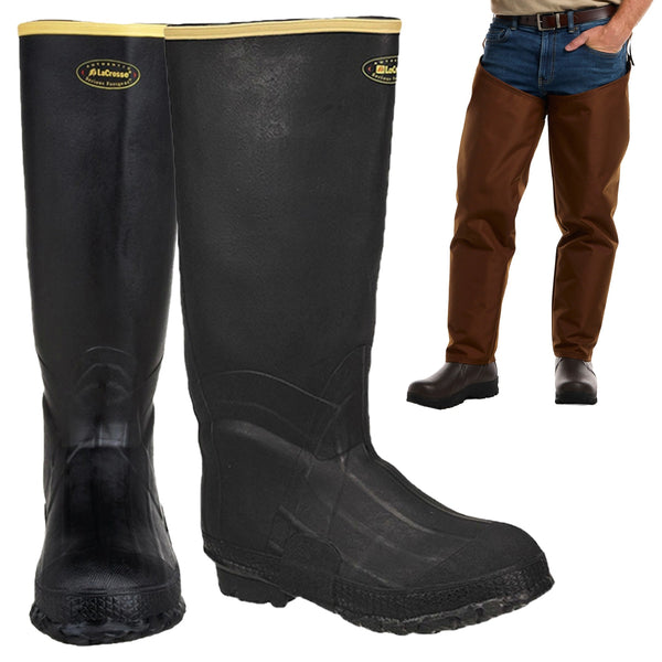 Lacrosse Black Knee Boot with Dan's Chaps- Non Insulated with Chaps