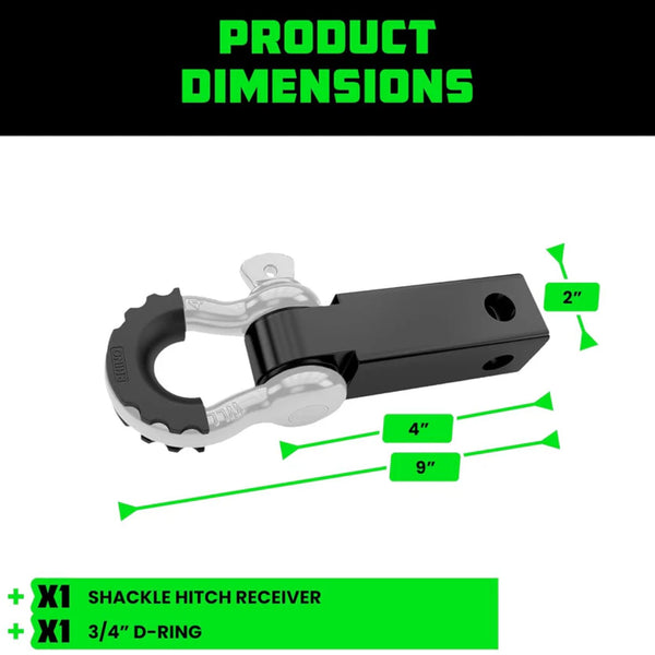 Rhino USA 2" Shackle Hitch Receiver (Lime Green)
