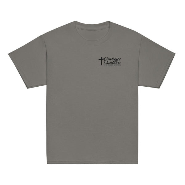 When God Made a Dog Kids Shirt | Conkey's Outdoors Charcoal Front
