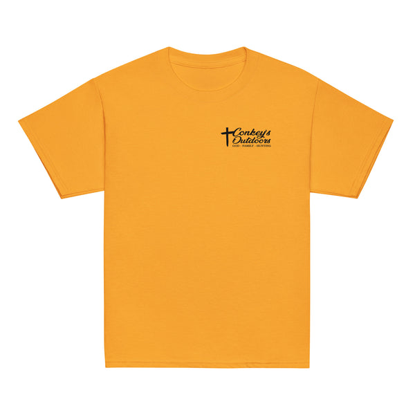 When God Made a Dog Kids Shirt | Conkey's Outdoors Gold Front
