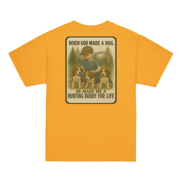 When God Made a Dog Kids Shirt | Conkey's Outdoors Gold
