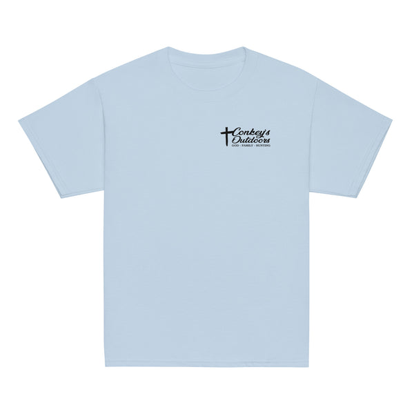 When God Made a Dog Kids Shirt | Conkey's Outdoors Light Blue Front
