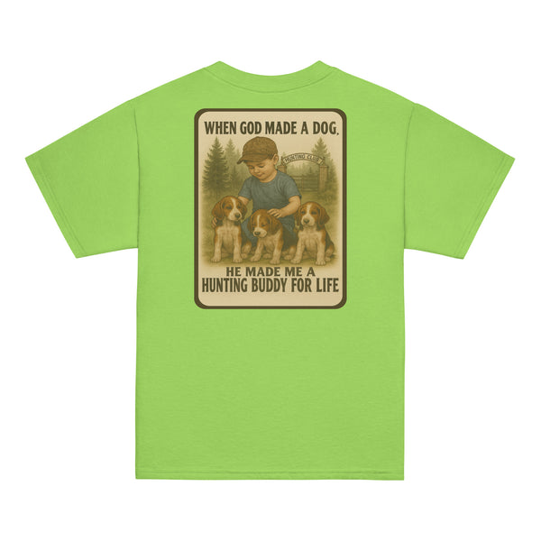 When God Made a Dog Kids Shirt | Conkey's Outdoors Lime
