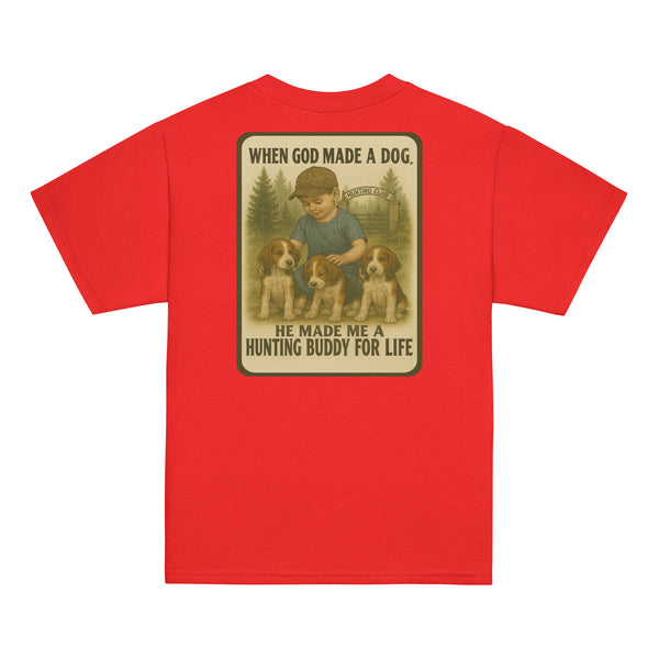 When God Made a Dog Kids Shirt | Conkey's Outdoors Red
