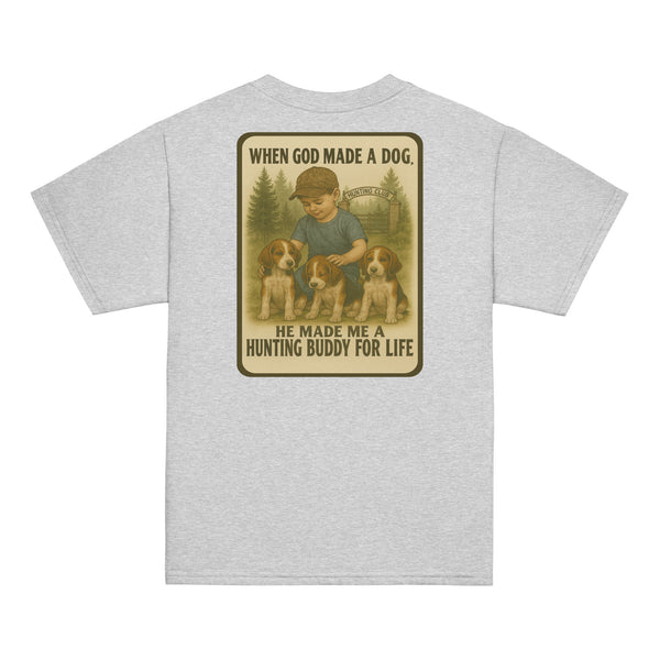 When God Made a Dog Kids Shirt | Conkey's Outdoors Sport Grey
