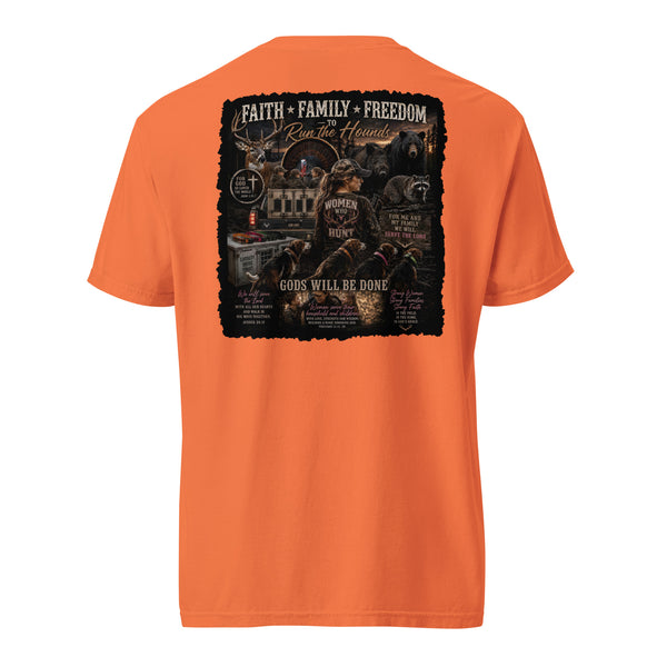 Women Who Hunt Coonhound Shirt Burnt Orange
