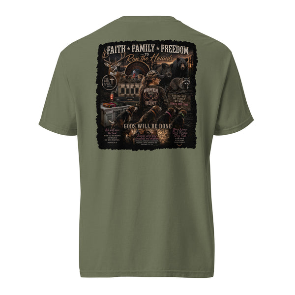 Women Who Hunt Coonhound Shirt Moss
