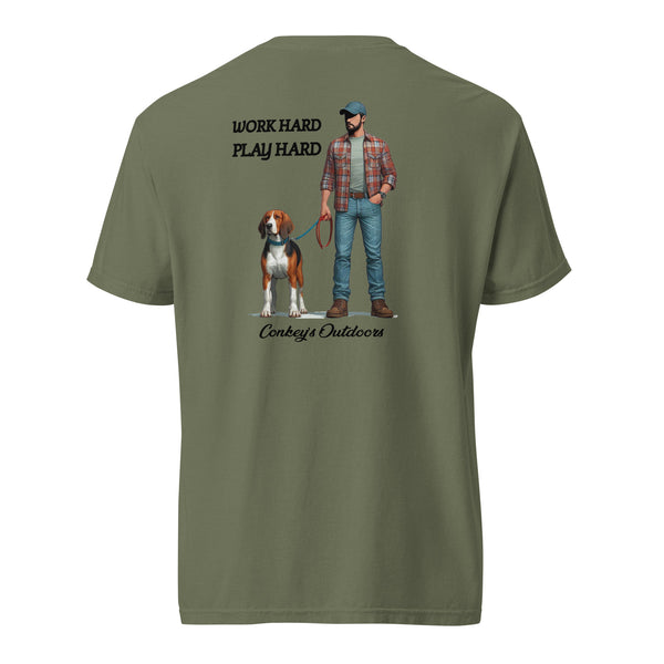 Work Hard Play Hard Hunting Hound Shirt Moss