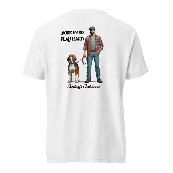 Work Hard Play Hard Hunting Hound Shirt White