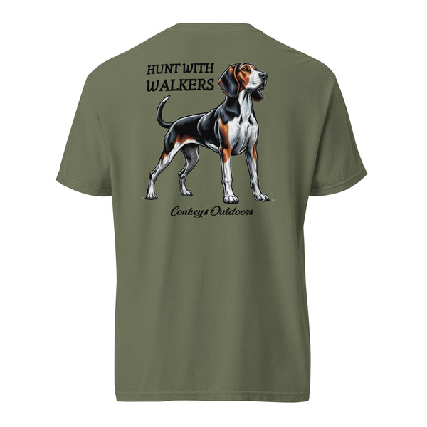 Hunt with Walkers Treeing Walker Coonhound Shirt Moss Front