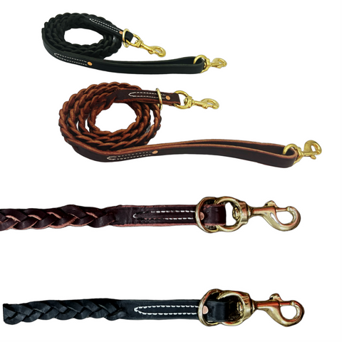 Braided Leather Lead for 1 or 2 dogs