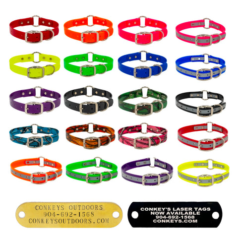 18" Day Glo Collar with D Ring & Center Ring - 1” Wide